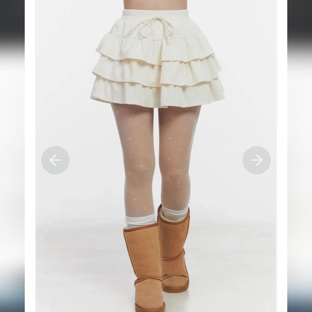 Cream Ruffle Tiered Skirt